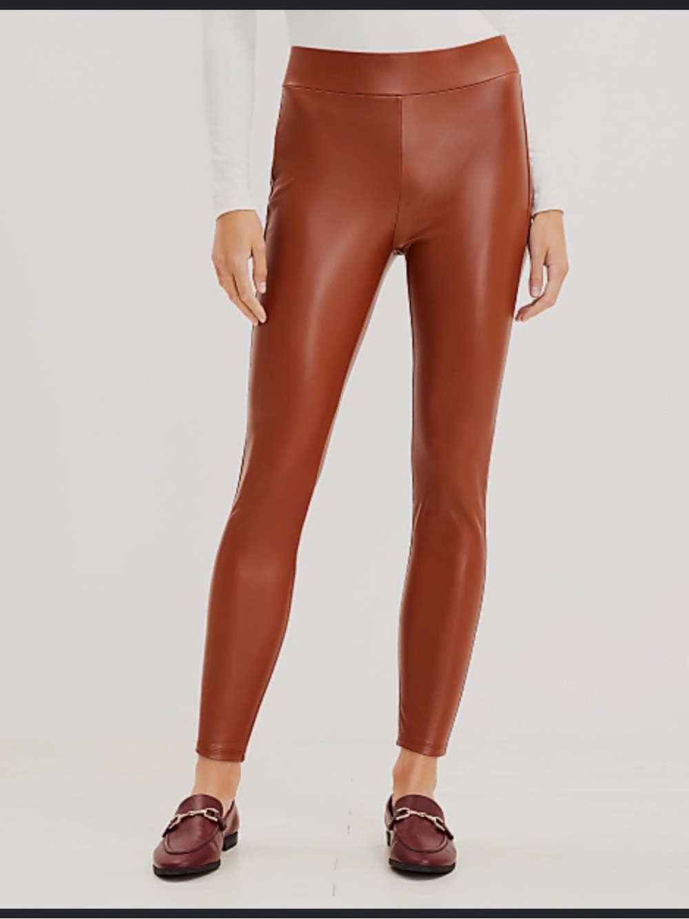 LOFT Faux Leather Skinny Pants in Brown